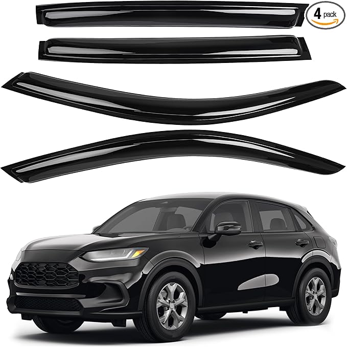AUXKO Window Rain Guard for Honda HRV 2023 2024 2025 2026 Outside Tape-On Shatterproof Sun Smoke Guard Vent Visor Side Window Wind Deflectors Accessories for Honda HR-V 2023 2024 2025 2026