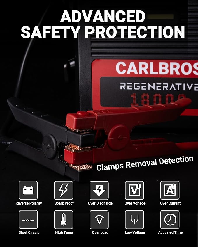 CB40 Heavy Duty Jump Starter, 40S Fast Recharge, 18000A 12/24 Volt Battery Jump Pack for Gas & Diesel Engines Up to 45L, LiFePO4 Commercial Battery Jumper Box for Truck