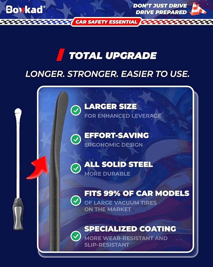 30'' Heavy Duty Tubeless Truck Tire Spoons Bars, 2 Pack Oversized Solid-Steel Mount/Demount Tire Iron Kit, Rust-Proof Anti-Slip Grip Essential Tire Removal Tool for Car, SUV & Truck(Black)