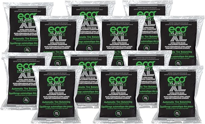 ECO Balance 04-ECOXL12 ECO XL Extreme Condition Tire/Wheel Balancing Beads - Off-Road Vehicles, Light Duty Truck Tires, (12) 4oz Balance Bead Bags, (12) Valve Caps