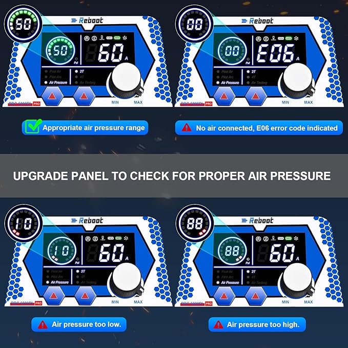 Reboot Pro 60A Plasma Cutter 2025, Pilot Arc Non-Contact Cutting, 120V/240V Dual Voltage,Large Digital Smart Screen, Enhanced for Metal/Mesh/Stainless Steel, 1/2'' Clean Cut 3/4" Max Cut