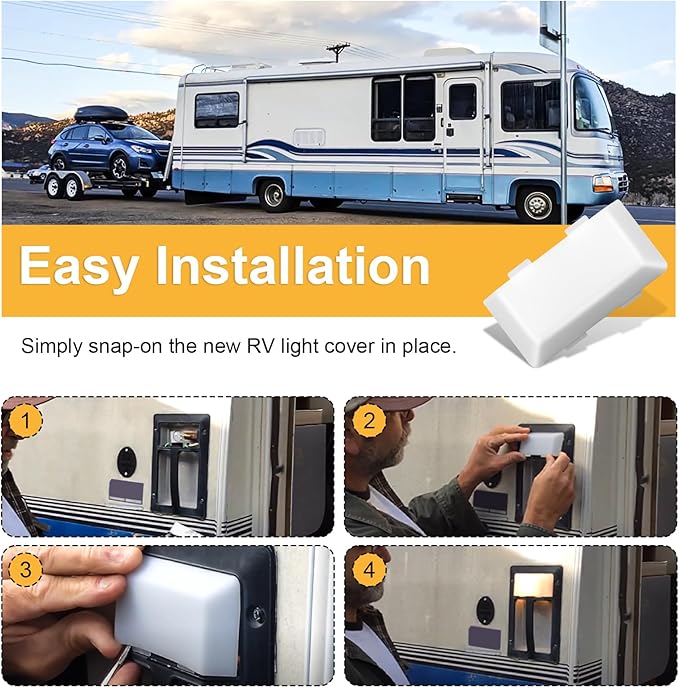 SR33101 RV Porch Light Lens Cover Replacement for Bargman Door Handle Lights, RV Exterior Light Cover for Lance/Fleetwood/Dolphin Camper Parts (4.1 x 2 Inches)