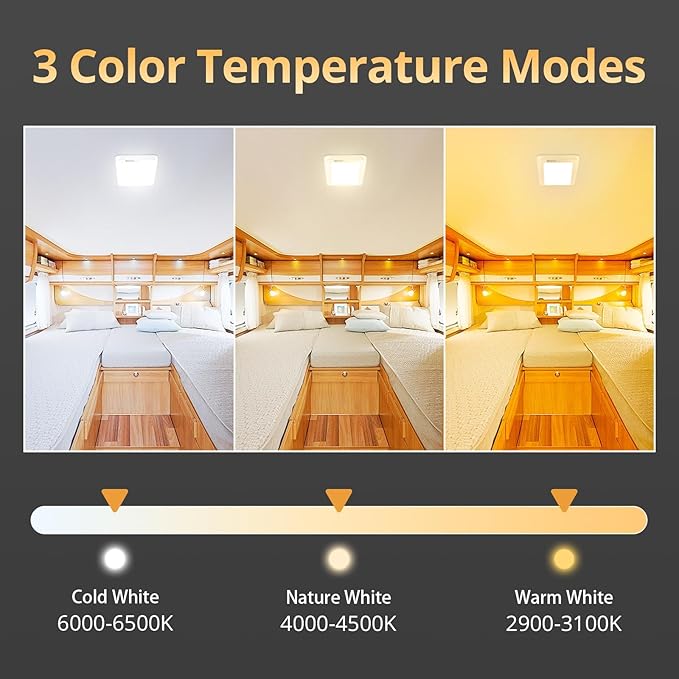 4Pack RV Lights Interior 1200LM，3 Color 12V RV LED Lights Interior with Remote Control, 3000-6500K Dimmable RV Interior Lighting Ceiling Light for RVs/Camper/Trailer/Boat