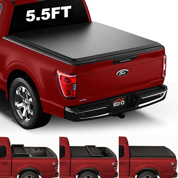 Kikito Vinyl Soft Tri-Fold Truck Bed Tonneau Cover for 2015-2025 Ford F-150 5.5ft 67.1in Bed