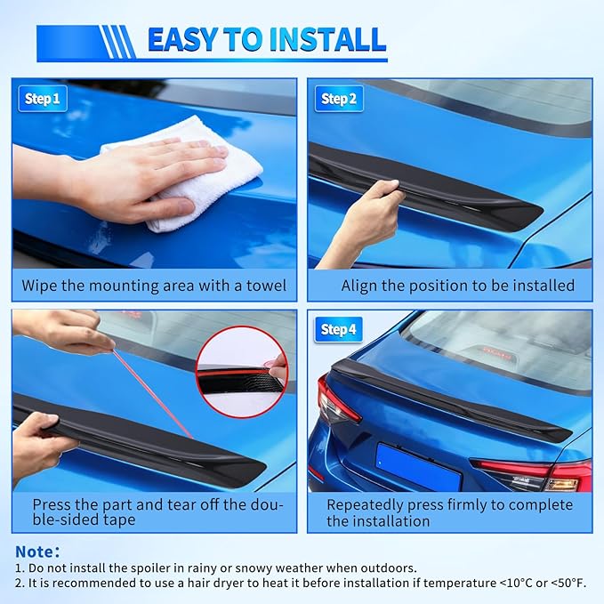 Nilight Spoiler Fit for Honda Civic Sedan 2022 2023 2024 2025 22 23 24 25 Spoilers for Cars Rear Spoiler Wing ABS Sporty Appearance Rear Trunk Lip Accessories No-Drill Installation, Glossy Black