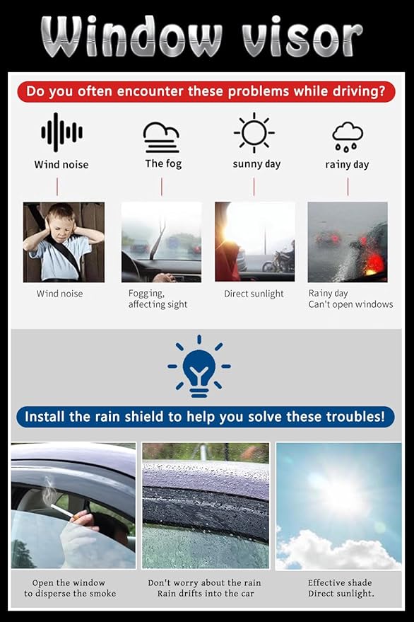 Vent Shades Rain Guards for Subaru WRX 2015 2016 2017 2018 2019 2020 2021 Accessories, for Subaru WRX Window Deflectors Window Visors