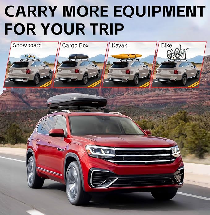 Roof Rack Cross Bars Compatible with Subaru Ascent 2019-2026 & Volkswagen VW Atlas 2017-2026, 300lbs Capacity Aluminum Anti-Rust Crossbars for Roof Cargo Luggage Carrier