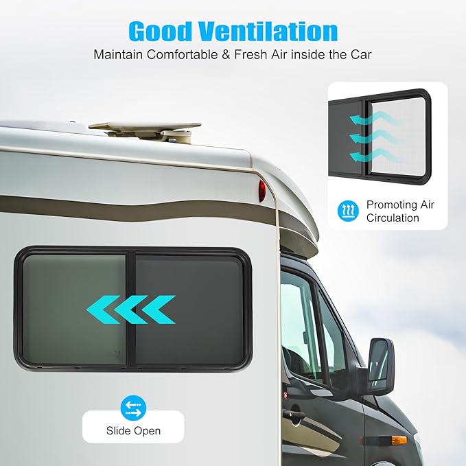 RV Window, Teardrop Horizontal Slide Black RV Window, RV Window Teardrop 42" W X 22" H Horizontal Sliding Window Camper Trailer Window Replacement W/Mounting Trim Ring