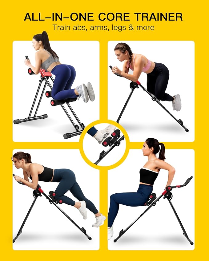 Ab Machine Abdominal Stomach Workout: Adjustable Ab Trainer Machine Ab Cruncher Core Strength Training Equipment for Home Gym Foldable for Women and Men