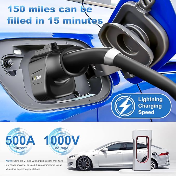 Tesla Charger Supercharger Adapter, NACS to CCS Adapter [Max 500A,1000V] Suitable for Charging Ford, Mustang, GM, Rivian, Volvo and Polestar Electric Vehicles at Tesla Supercharger (NACS to CCS)