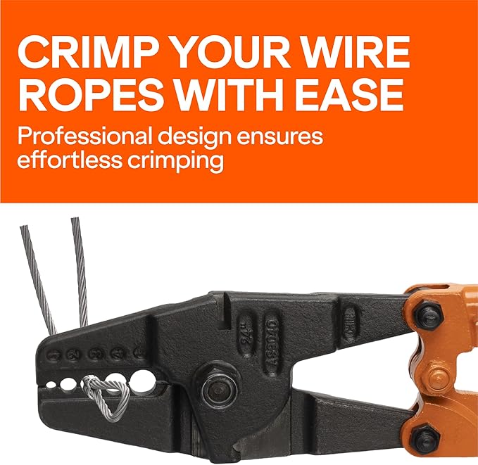 Wirefy Wire Rope Crimping Tool | Swaging Tool for Aluminium Ferrule Sleeves | Heavy-Duty Steel Cable Crimping | Wire Rope Crimper | Cable Crimp with Cutting Function