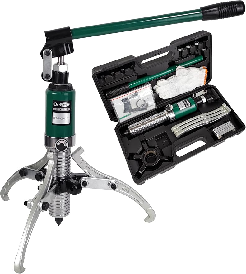 10T Hydraulic Gear Puller Set Wheel Bearing Puller Kit 2 or 3 Jaws Pulling Separator for Wheel Hubs Rotors Car Axles Pulleys Brake Drums (10 inch JAW)