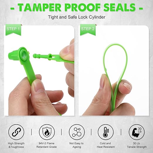 1000 Plastic Truck Door Seal Security Seals Tamper Evident Tite-Lock Security Tags Numbered Safty Disposable Locks for Trailer Logistics Transport Package Shipping (Green)
