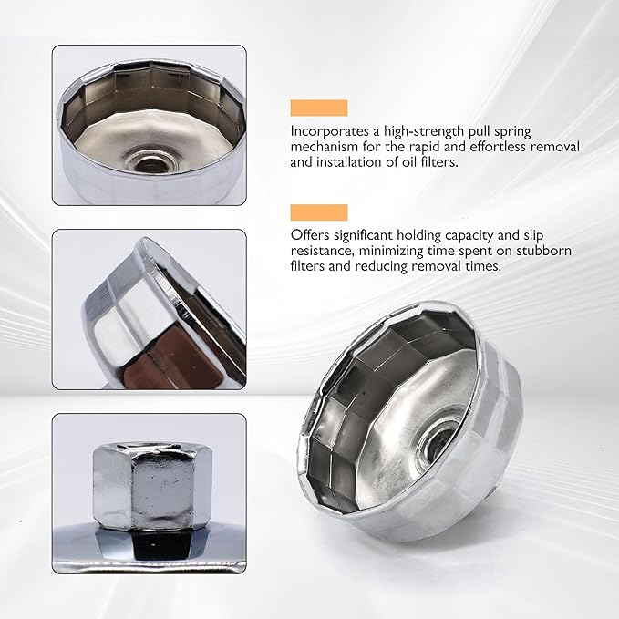 64mm/2.5Inch Inner Diameter 14 Flutes Oil Filter Wrench, Compatible with Wix 57356 15400-PLM-A02 Oil Filter, Compatible with Honda Accord Acura Civic CRV Nissan Sentra, Tool For Car Users