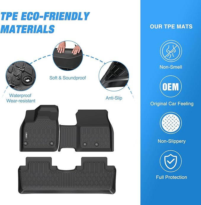 Nilight TPE Floor Mats for Nissan Ariya 2023 2024 2025,All Weather Custom Fit Heavy Duty Floor Liners