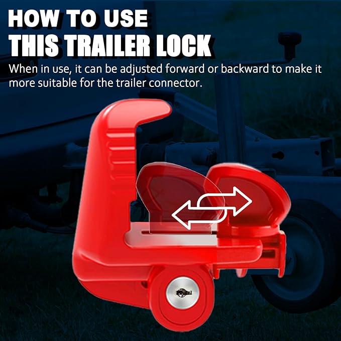 Trailer Hitch Locks with Keys, Fits 1-7/8 2-5/16 2 Inch Ball Hitch Lock Coupler Adjustable Tongue Lock Heavy Duty Steel for Vehicle Trailer Boat and RV, Anti-Theft Hitches, Red-2 Pack-Not Keyed Alike