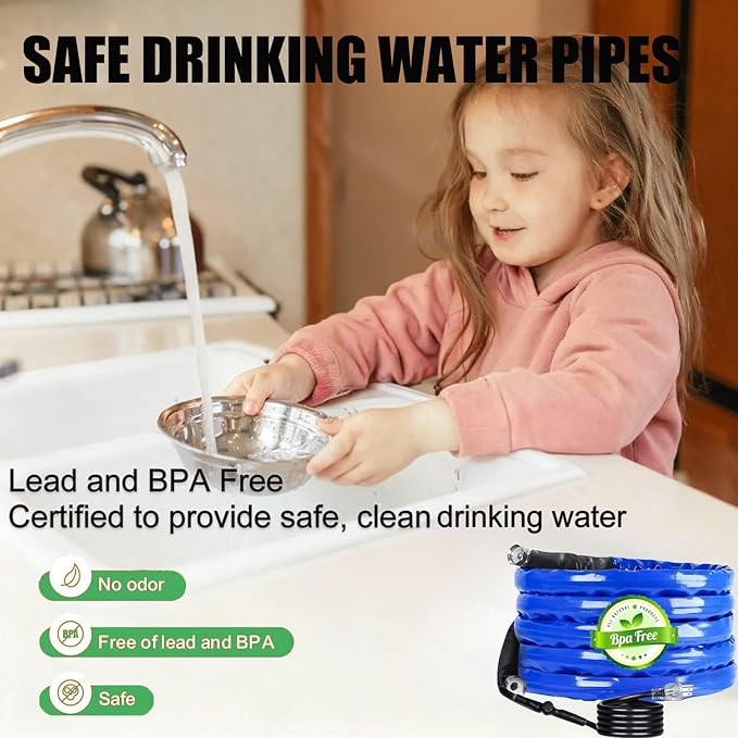 12FT Heated Rv Water Hose Camper Water Drinking Water Safe Garden Hose -45 ℉ With Electrically Heated, Lead And Bpa Free, 3/4" Adapter, Led Plug, For Rv Camper/Home Winter Accessoriesose