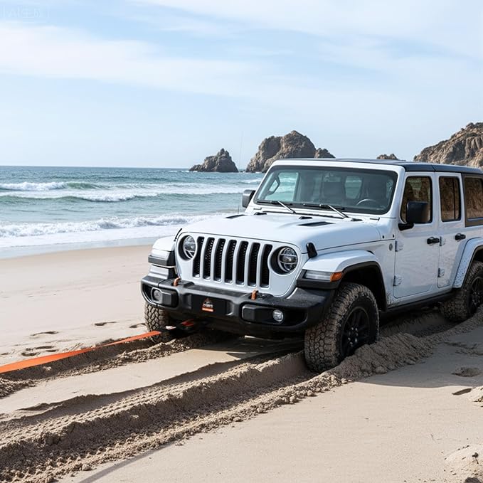 AUTOBOTS Tow Strap Heavy Duty 3" x 30 ft (35,000 lbs) with Shackle Hooks Winch Recovery Rope Towing Strap Offroad Recovery Kit for Jeep Truck Vehicle