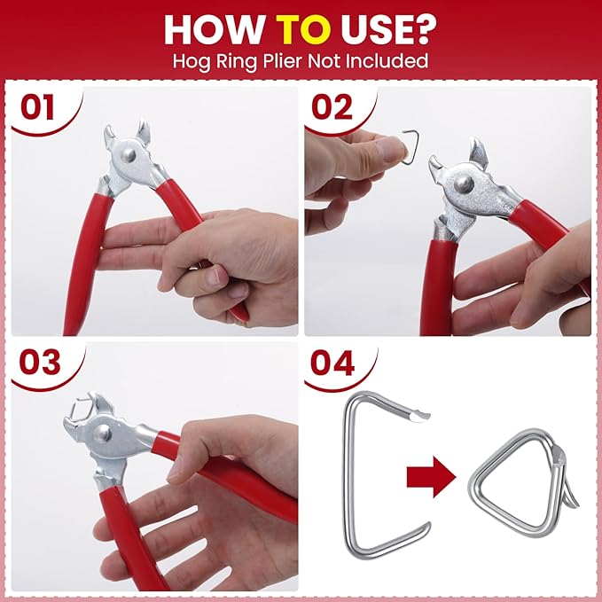 470Pcs Hog Rings, 3/4" Galvanized Hog Rings Upholstery, Hog Ring kit, Hog Ring for Furniture Upholstery, Auto Upholstery, Animal Pet Cages, Sausage Casings, Fencing