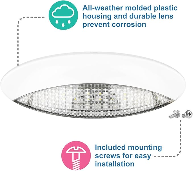 Lumitronics RV LED-Euro Style Porch Light, Clear Lens (White)
