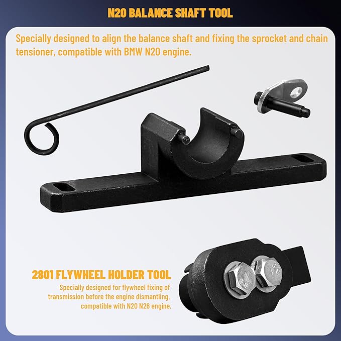 Engine Camshaft Timing Locking Tool Kit Compatible with BMW N20 N26,with Flywheel Holder & 7676 Oil Seal Repair Kit, Engines Alignment Locking Timing Tool Kit 212831,119340,212830,219548