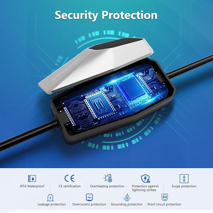 32A Portable Level 2 EV Charger, 240V 7.68kW Mobile Electric Car Charger, Portable EV Chargers for SAE J1772, 25ft Cable with NEMA 14-50 Plug, Electric Vehicle Charging Station for Home and Outdoor