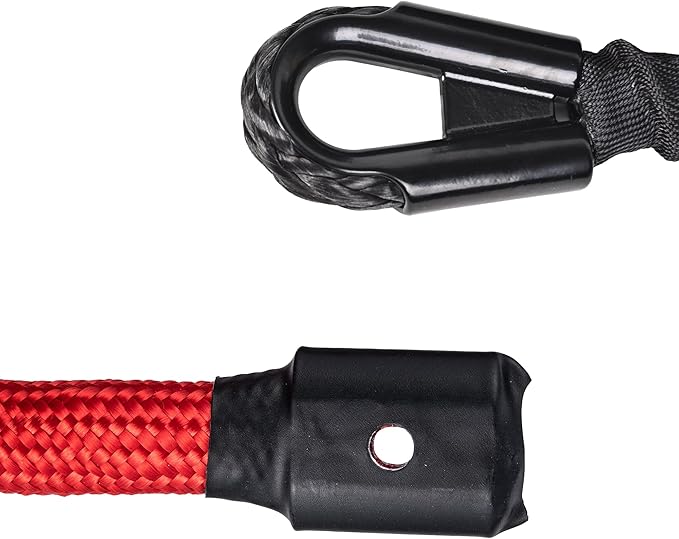 3/8" x 92ft Synthetic Winch Rope, 25,500LBS Heavy Duty Winch Cable with Protective Sleeve, Forged Winch Hook & Safety Strap for Off-Road 4x4, SUV, Jeep, Truck (Black)