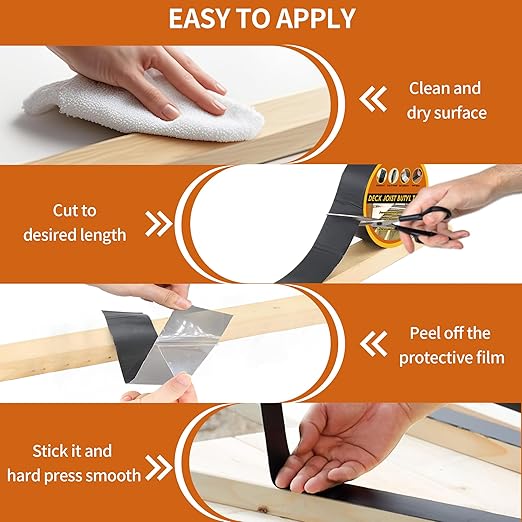 1-5/8" x 50' Deck Joist Tape, 8 Pack Waterproof Seal Butyl Deck Tape, Weather Resistance Self-Adhesive Joist Tape for Decking Wood Joists and Beams