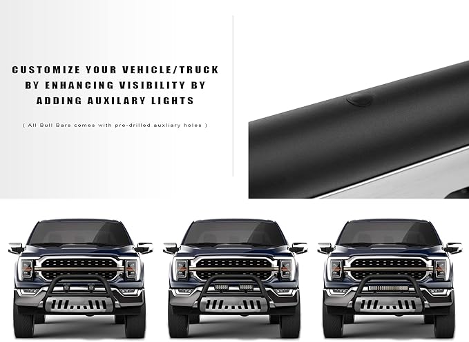 Armordillo 8705230 Classic Series Bull Bar - Matte Black with Aluminum Skid Plate Fits 2019-2021 Chevy Silveardo/GMC Sierra 1500