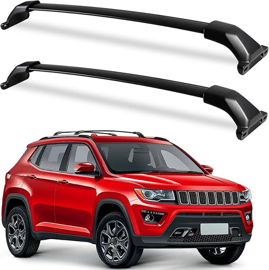 KINGGERI 260lbs Roof Racks Cross Bars Fit for Jeep Compass 2018-2025, Aluminum Heavy Duty Roof Rails Crossbars Rooftop Cargo Basket Carrier Bag Luggage Rails Kayak Canoe Snowboard Skiboard Bike