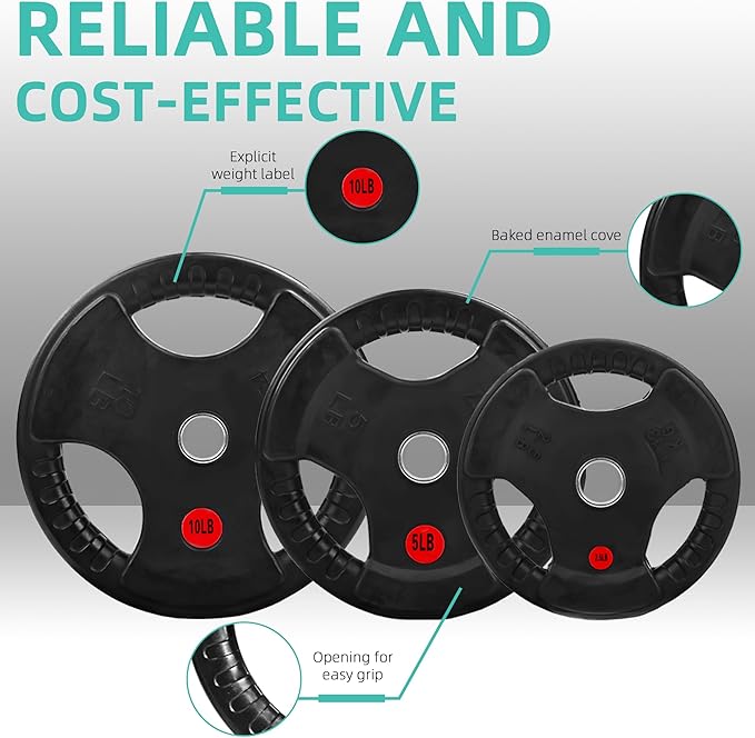 Cast Iron Standard Weight Plates Including 5FT Standard Barbell with Star Locks, 45-Pound Set (35 Pounds Plates + 10 Pounds Barbell), Multiple Styles