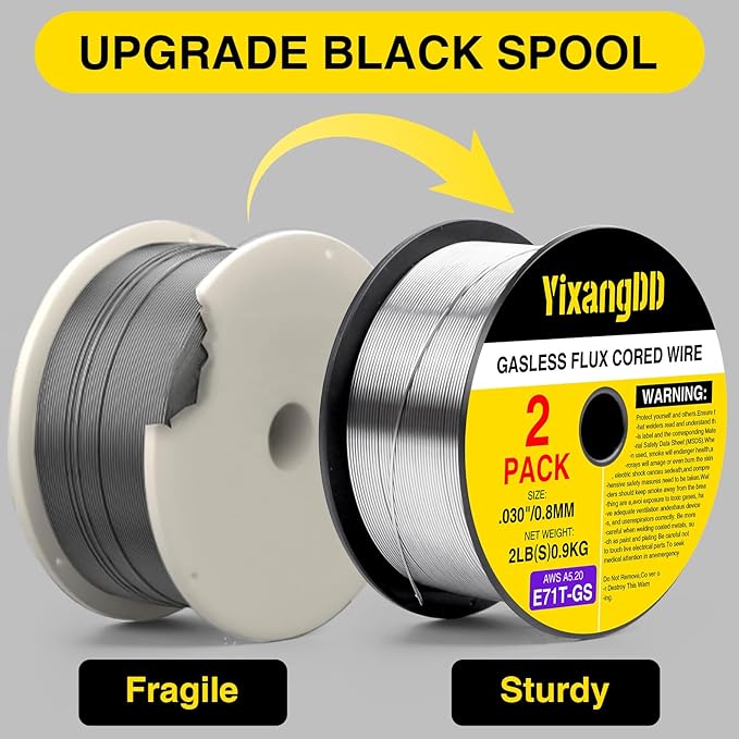 2-Pack 0.030" Flux Core Welding Wire, E71T-GS Low Splatter Gasless Mild Carbon Steel Mig Welding Wire, Compatible With Most Welder, 2-Pound Each