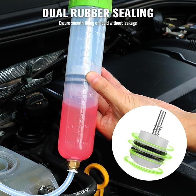 SWANLAKE 200cc Fluid Extractor & Fill Pump, Automotive Fluid Pump Extractor, Oil Change Pumps with 23'' Long Hose, 2PCS 12'' Extension Tubes, Suction Pumps for Lawn Mowers Cars