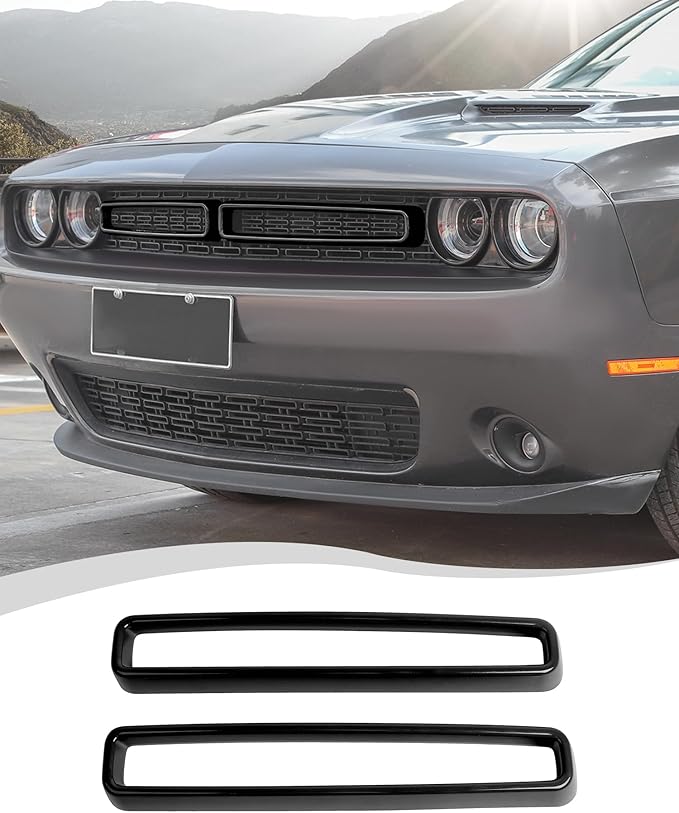 Hoolcar Front Grille Radiator Grille Insert Cover Grillwork Trim Compatible with Dodge Challenger 2015-2025+, Exterior Accessories, Black, 2pcs