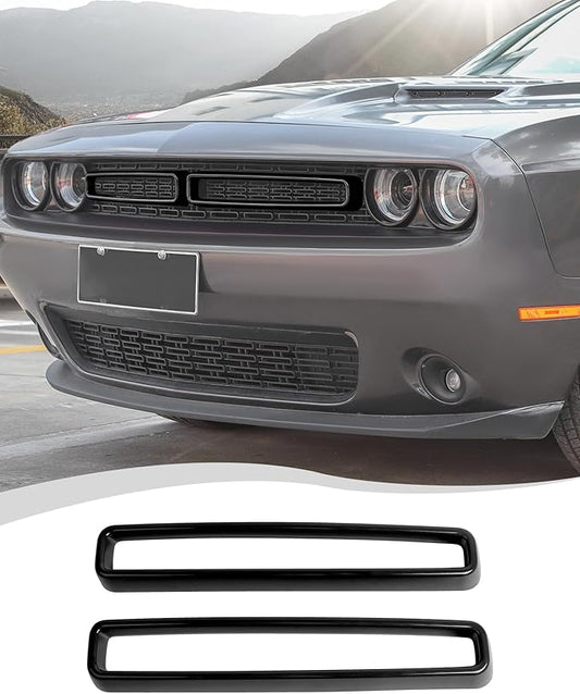 Hoolcar Front Grille Radiator Grille Insert Cover Grillwork Trim Compatible with Dodge Challenger 2015-2025+, Exterior Accessories, Black, 2pcs
