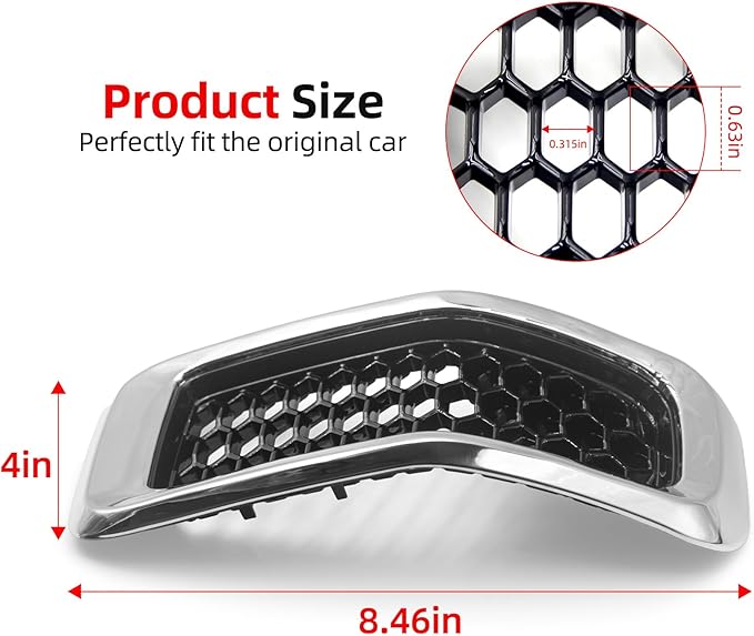 AggAuto Grill Mesh Insert Fit for Jeep Cherokee 2014 2015 2016 2017 2018, 7 Pcs Front Engine Guards, Chrome-Plated Cherokee Accessories