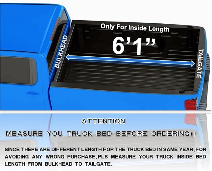 EZ-COVER 6'1" Hard Tri-Fold Truck Bed Cover Compatible for 2005-2026 Frontier & 2009-2012 Suzuki Equator FRP Tonneau Cover | Fit for Factory Utility Track System