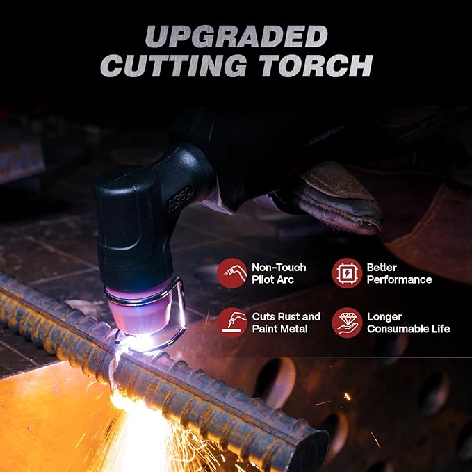 ARCCAPTAIN 60A Plasma Cutter, Non-Touch Pilot Arc Plasma Cutting Machine, 110V/220V, Upgraded Large LED Display, Plate Cutting, Expanded Metal Cutting, Rust Removal, Air Pressure Detection