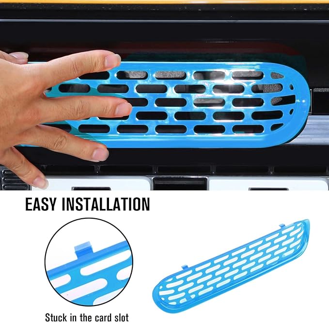 Jimen Compatible with Ford Bronco 2021-2023, 6PCS Front Grille Inserts Mesh Grill Cover Exterior Trim Accessories (Light Blue)