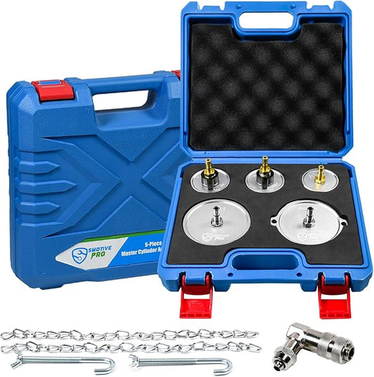 5-Piece Master Cylinder Adapter Set, Professional Brake Bleeder Adapter Compatible with Most Pressure Brake Fluid Bleeder kit for Brake Fluid Filling