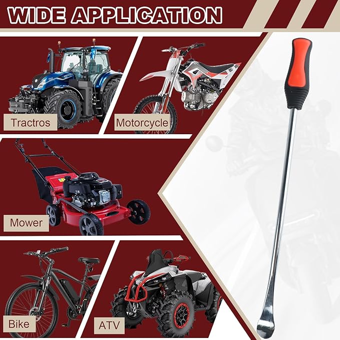 Riseuvo 15" Tire Spoon Kit, Tire Changing Kit for Motorcycle Bike Mower Tractor ATV, Tire Removal Tool Set with Rim Protectors, Valve Tool, Valve Cores, Caps, Stems(TR414 TR413 TR412), Storage Bag