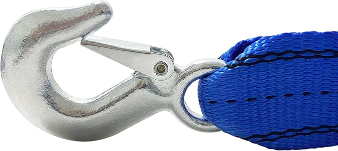 HFS(R) Heavy-Duty Tow Strap with Hooks | 10,000-Pound Capacity | Woven Polyester Webbing | HD Truck Recovery, ATV Towing, Vehicle Rescue | Reliable Tow Rope Versatile Applications (2inch X 30FT Blue)