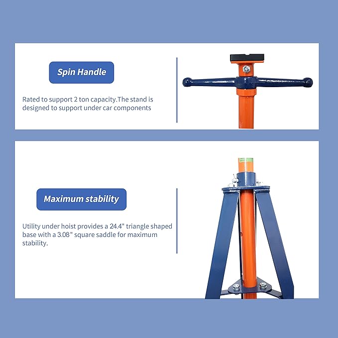 Aain® E335 High-Position 2-Ton Tripod Under Hoist Jack Stand, Underhoist Safety Stand