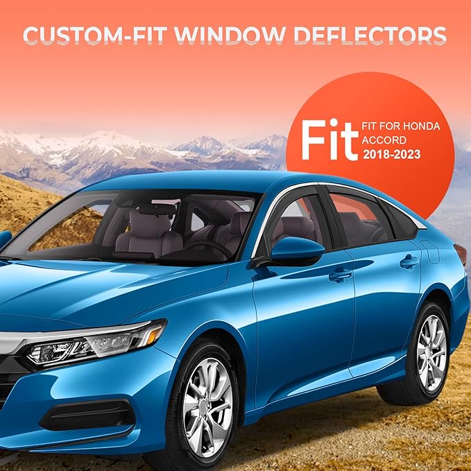 ACLONG in-Channel Rain Guards Compatible with Honda Accord 2018 2019 2020 2021 2022 2023, Black Window Deflectors Window Visor Side Shatterproof Sun Visor, 4-Pieces Set