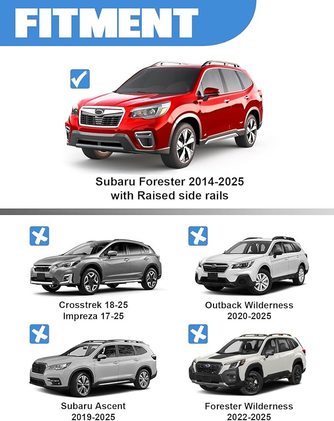 FengYu 330lbs Heavy Duty Lockable Roof Rack Cross Bars Compatible with Subaru Forester 2014-2026 (not for Wilderness), Aluminum Roof Rails Crossbars Rooftop Cargo Bars Black Luggage Racks Carrier