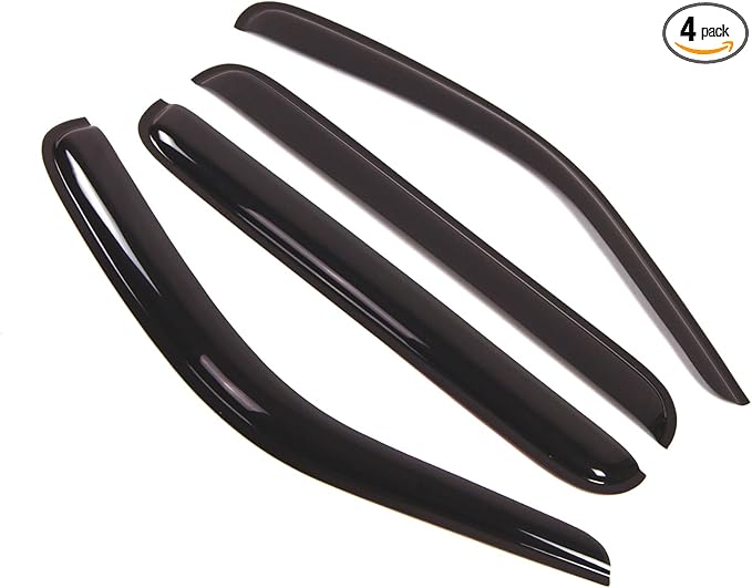 TuningPros Outside Mount Window Vent Visors Rain Guards Compatible with Jeep Liberty 2008-2012 | Side Window Wind Deflectors Rain Shields | Smoke Tinted, 4 Pcs Set, DGWV-274