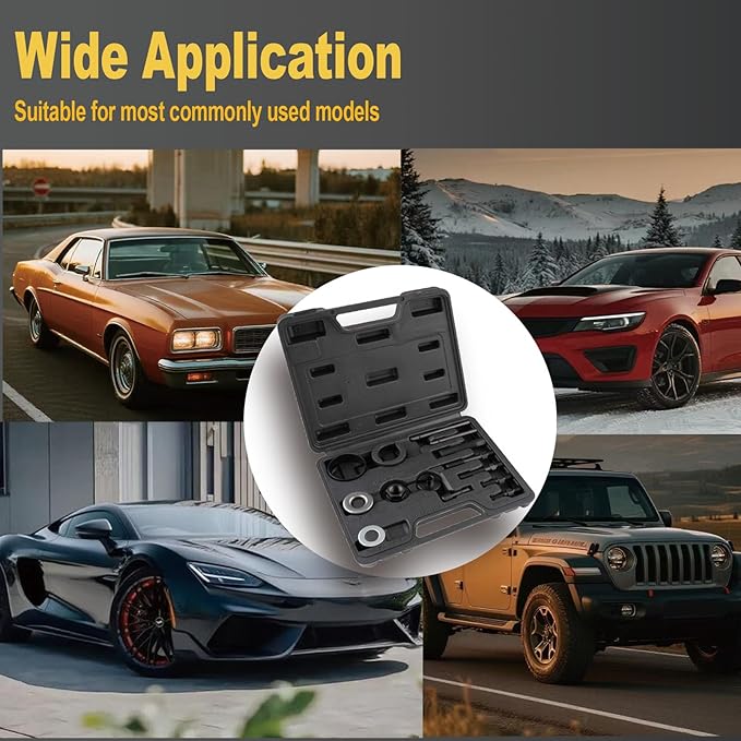 14PCS Power Steering and Alternator Pulley Tool Kit, Replace Vehicle Steering Pump and Car Repair Tools, Essential Car Repair Tools for Mechanics with Storage Case