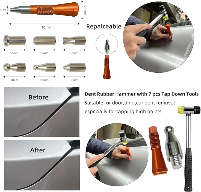 M16 Big Size Slide Puller,190 PCS Paintless Dent Removal tools Kit,Auto Body Hail Removal Tool, Bodywork Dings Dent Puller Remover kit,A Complete Car Dent Repair Tools Set for Professional Auto Repair