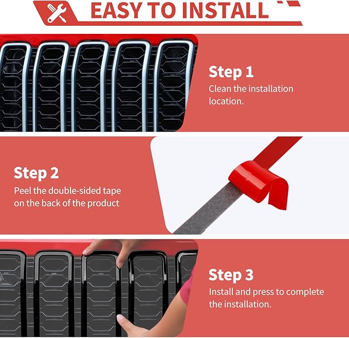 Front Grill Inserts Front Headlight Cover Kit fit for Jeep Wrangler JL JLU Gladiator JT 2024+ Exterior Accessories,Black