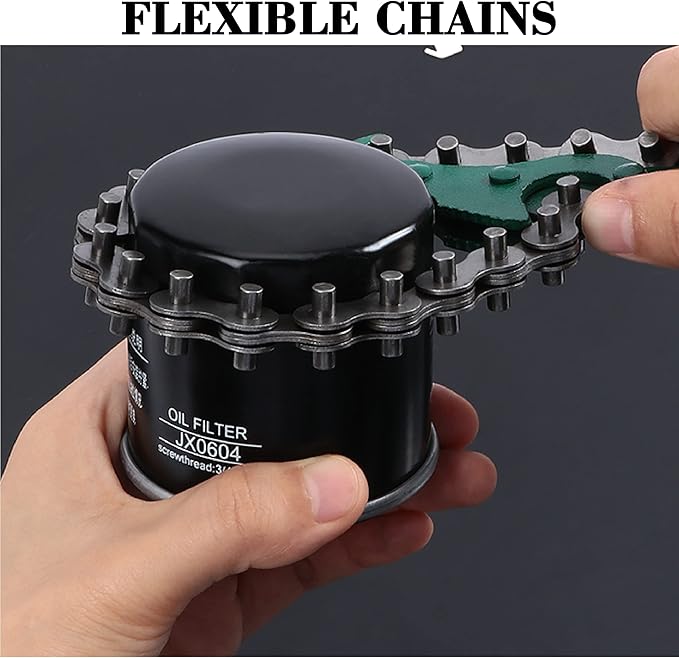 Jeemiter Heavy Duty Ratcheting Chain Wrench, 12 Inches Automotive Oil Fuel Filter Chain Wrench fits 1.5" to 6" Diameter Pliers Adjustable Removal Remover Tool